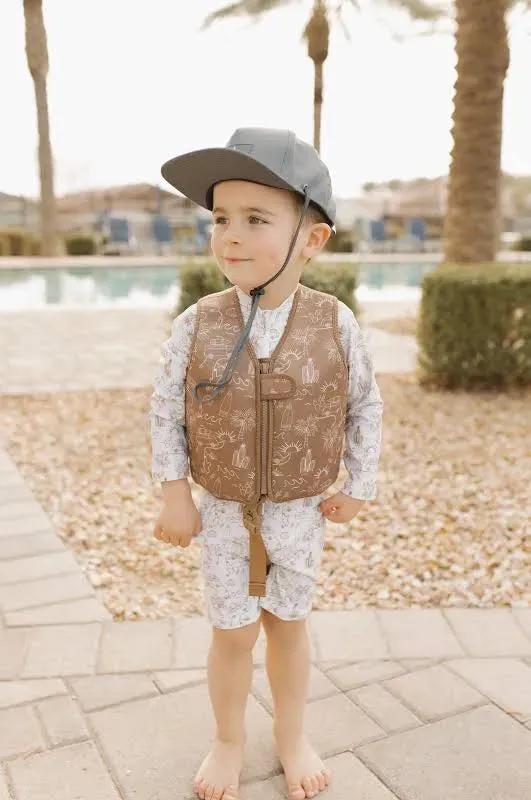 current tyed neoprene swim float vest - California brown
