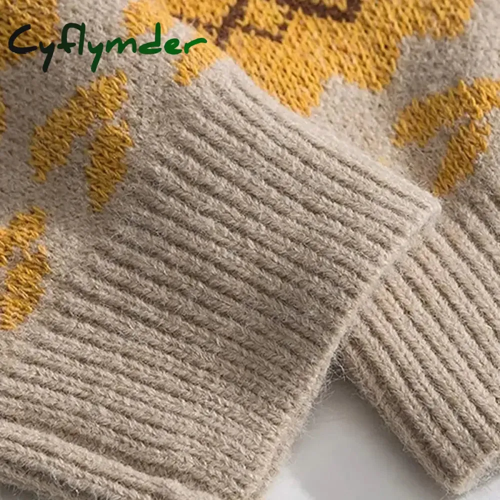 Cyflymder Cashmere Sweater For Men Oversized Striped Round Neck Fashion Pullovers Lazy Style Retro Casual Harajuku Kniited Sweater Unisex