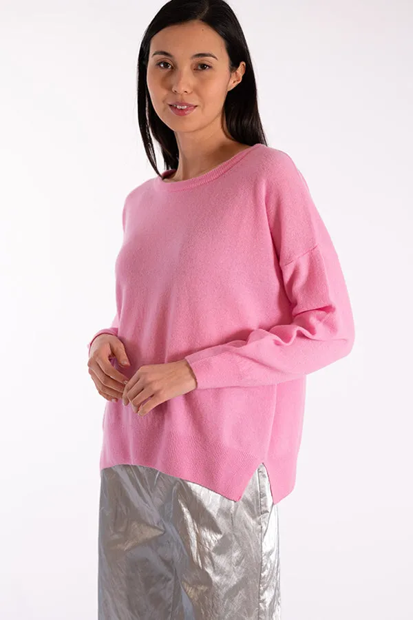 INDIANA BARBIE PINK CASHMERE CREWNECK SWEATER
