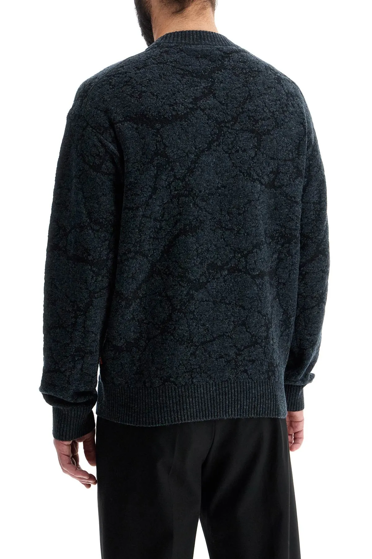 MEN'S BLACK WOOL SWEATER WITH WIDE NECK REGULAR FIT