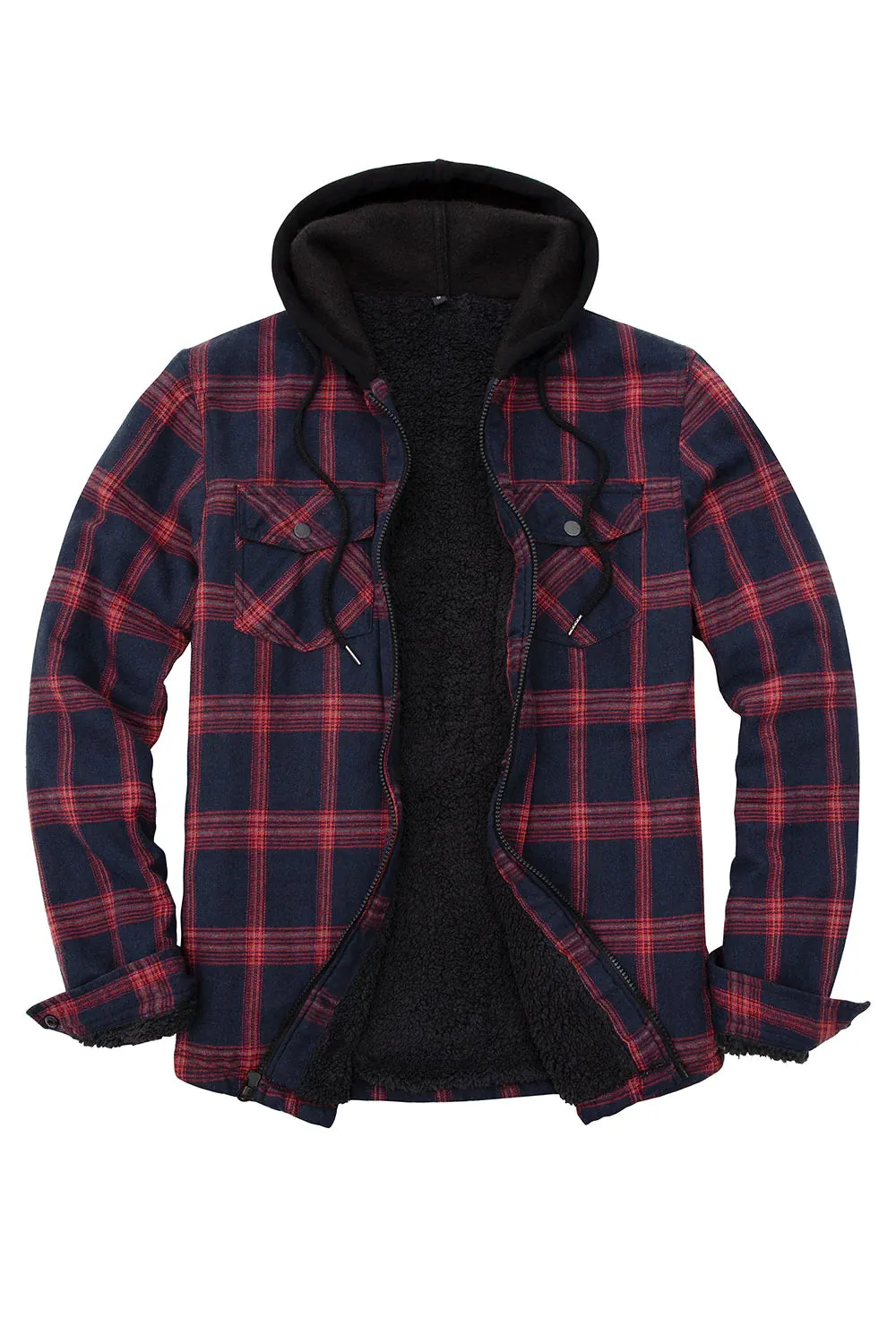 Men's Matching Family Red Buffalo Hooded Flannel Jacket