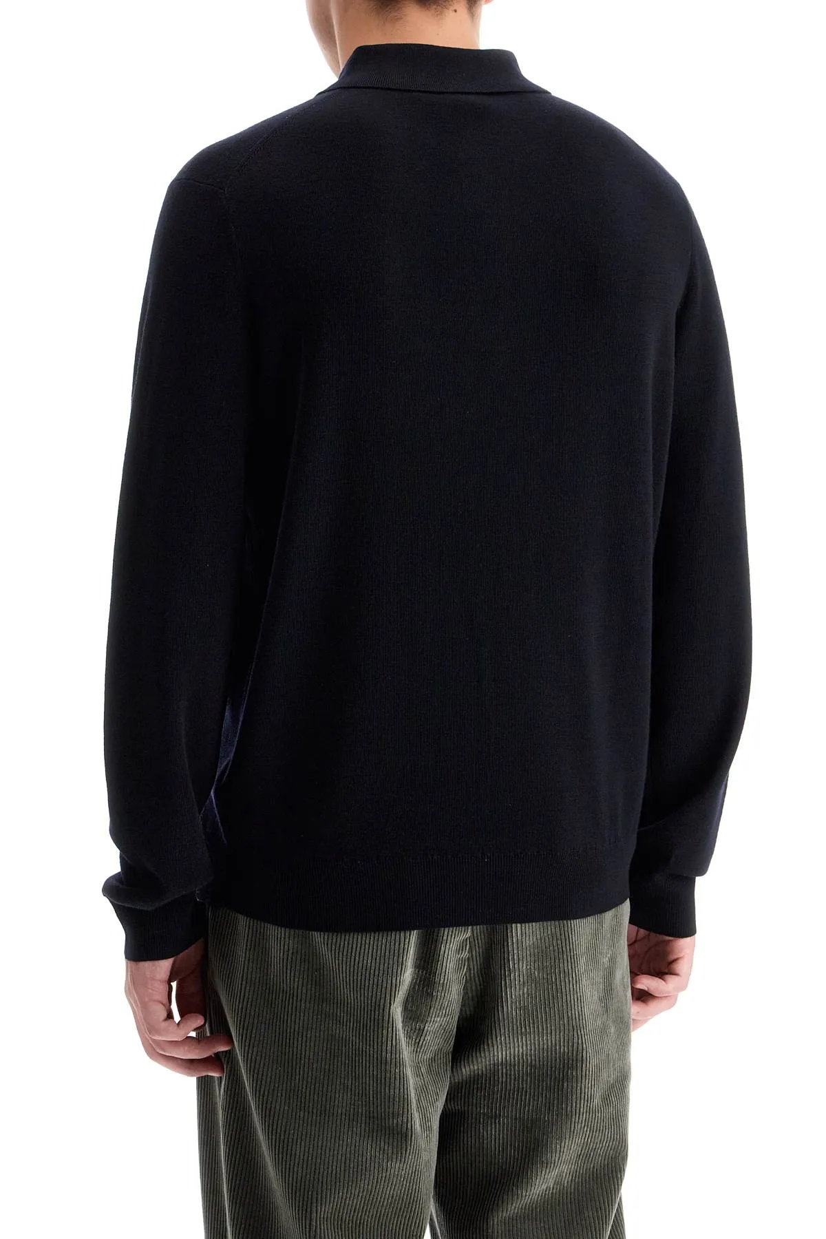 MERINO WOOL POLO-STYLE PULLOVER SWEATER
