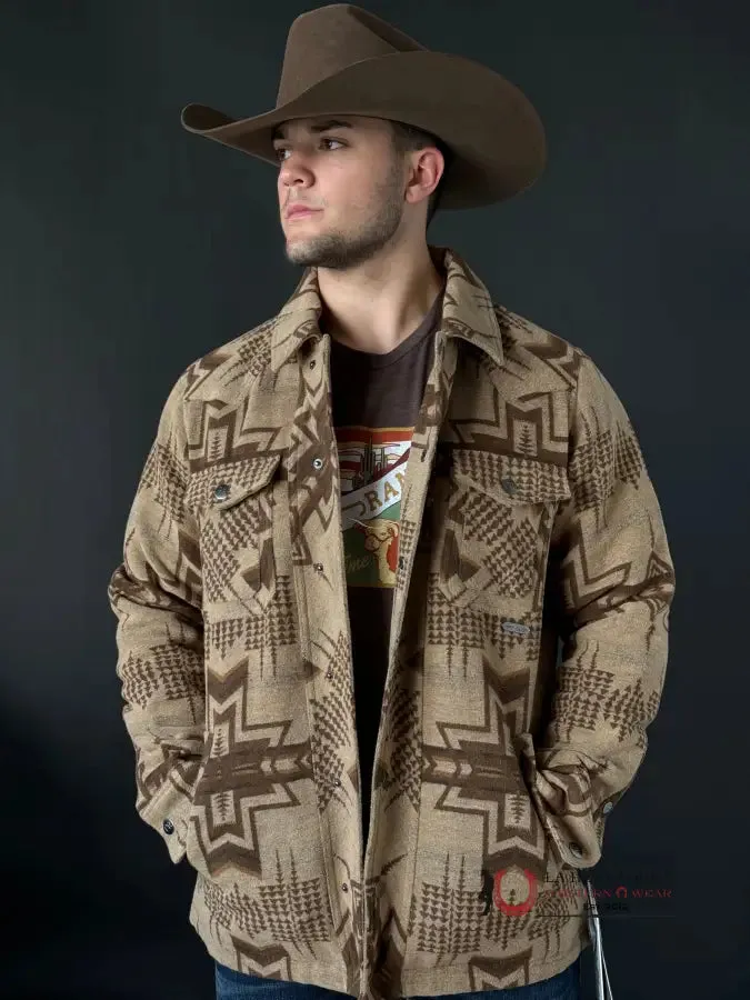 ROCK & ROLL AZTEC WOOL COMMANDER COAT TAN lo