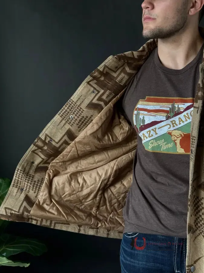 ROCK & ROLL AZTEC WOOL COMMANDER COAT TAN lo
