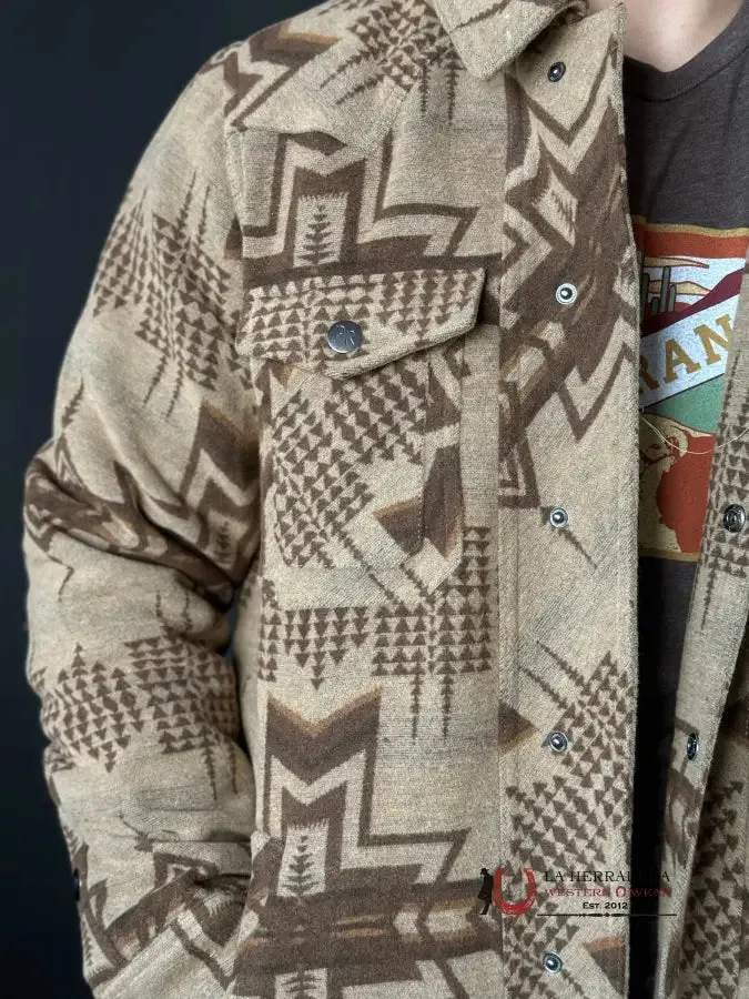 ROCK & ROLL AZTEC WOOL COMMANDER COAT TAN lo
