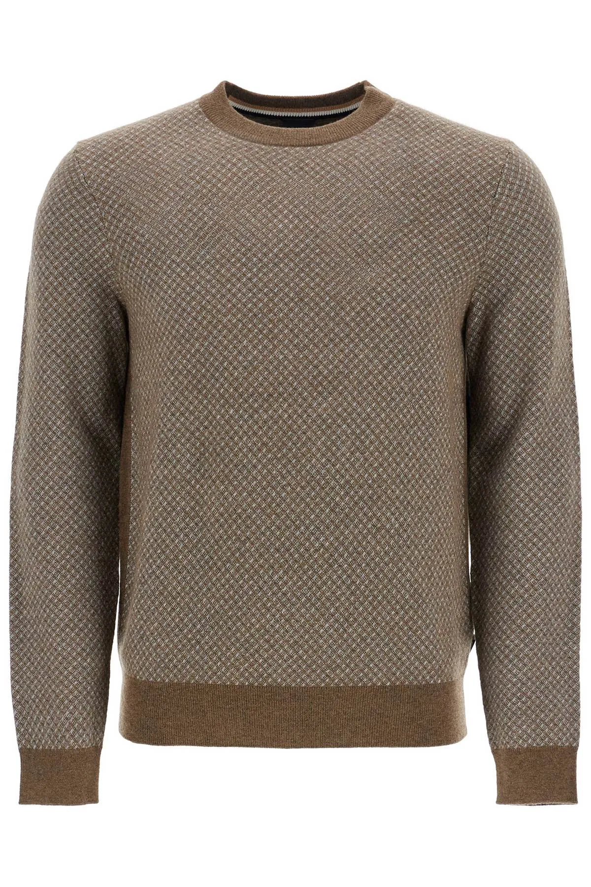 slim fit diamond pattern green wool and cotton sweater 50526989 OPEN GREEN