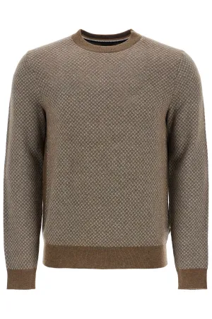 slim fit diamond pattern green wool and cotton sweater 50526989 OPEN GREEN