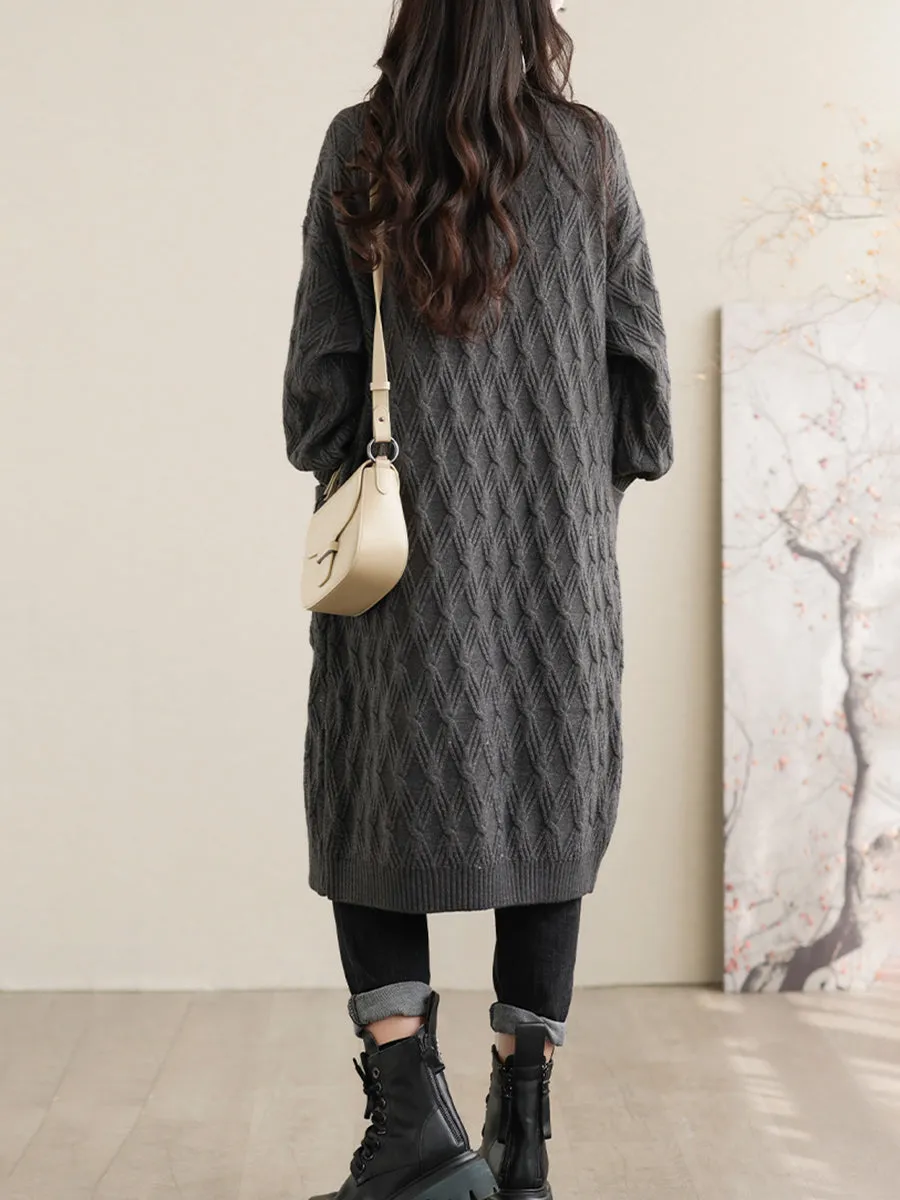 Solid Loose Casual Mid Length Women Coat