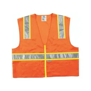 SURVOX4 MCR Class 2,Polyester Safety Vest,3" Lime/2" Silver Stripe,Orange